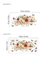 Pegatinas de pared vintage de flores y mariposas en acuarela con tonos rojos cálidos - Flor Mariposa Tipo B (13P36-B56)
