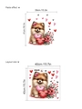 Vinilo decorativo de perro Pomerania con lazo rosa y corazones para pared de hogar - Pomerania con Lazo Rosa (14Z44-D102)
