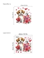 Adhesivo de pared con cachorro y corazones mostrando el tamaño y efecto decorativo - Cachorro Sosteniendo Corazón con Pájaro (14Z44-D104)