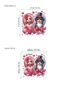 Sticker mural chiens avec cadre coeur rose et motifs floraux de chiots 41x41 cm - Deux Chiens dans un Cadre en Cœur (14Z44-D105) / 40x40cm