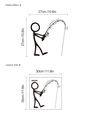 Stickman fishing wall decal for bathroom decor with layout and paste effect dimensions - Stickman Fishing (10Y3-B44)
