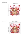 Sticker mural chiot dessin animé avec cœurs et cupcakes, autocollant PVC DIY de 40x40cm - Chiot Brun avec Cupcake et Cœur (14Z44-D106) / 40x40cm