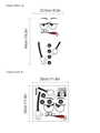 Cartoon character PVC toilet sticker set showing paste effect and layout size - 10y3-b47/30*30cm*1 Sheet (no Pocket)