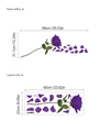 Adesivi murali autoadesivi con rose viola e petali in materiale PVC durevole - 23*60cm / Rosa Viola (A64)