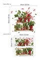Stickers muraux autocollants en PVC avec plantes vertes en pot et supports en bois - Étagère en Bois pour Plantes en Pot Vintage (13P36-B128)