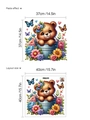 Niedlicher Bär im Blumenkübel Wandtattoo, selbstklebende PVC-Deko, 37x37cm Maß - Cartoon Bär Stil (13P44-D42) / 40*40cm