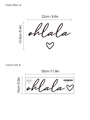 Black Ohlala phrase wall sticker with heart design for mirror and bathroom decoration - Ohlala with Heart Style (10Y1030-A38)
