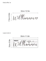Self-adhesive black Willkommen wall sticker with heart for mirror decoration - Willkommen German Welcome Style (10Y1030-A36)