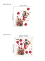 Wandtattoo mit Cartoon Golden Retriever Hund und roten Rosen mit rosa Herzen Deko - Golden Retriever und Rote Rose Stil (D134)