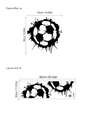 Sticker mural foot en PVC amovible avec dimensions et effet d'éclaboussure - Ballon de Foot Artistique Éclaboussé (14Z39-C125) / Mise en page 30x90cm