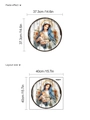 Sticker mural religieux Vierge Marie et Enfant rond avec effet de grain de bois - Vierge Marie et l'Enfant (10Y44-D90) / 40x40cm