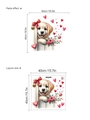 Cartoon-Welpe Wandsticker mit roter Schleife und Rosen für Valentinstag-Deko - Welpe mit Roter Schleife Stil (D136)