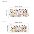 Adesivo murale con fiori selvatici colorati e effetto applicazione 57x25cm - 10Y36-B41/Stile Fiori di Campo Colorati