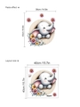 Cartoon Elefant Wandsticker mit rosa Blumen Layout und Maßen für den Klebeeffekt - Elefanten-Stil (14Z44-D116)
