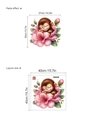 Wandtattoo schlafender Affe mit rosa Blumen inklusive Maßangaben und Layout - Cartoon Affe (14Z44-D128)