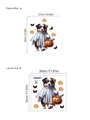 Adesivo murale cucciolo fantasma e zucca di Halloween, layout 30x30cm decoro in PVC - Stile Pastore Australiano Fantasma (14Z33-A82)