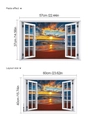Vinilo decorativo ventana atardecer mar dimensiones de diseño en 60x40cm - 40x60cm / Playa Atardecer Naranja (C65)