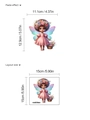 Rosa Fee Schmetterling PVC Wandtattoo mit Blumenkorb für Deko, 15x15cm Layoutgröße - Fee mit Blumenkorb (10Y15-A201)