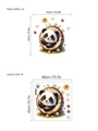 Cartoon panda tree hole wall sticker with daisies including layout size and paste effect - Panda Style (14Z44-D120)