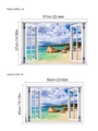 Vinilo decorativo 3D ventana playa tropical 57x37cm con paisaje de océano y rocas - 40x60cm / Paisaje de Arrecife Costero (C67)