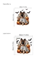 Diseño y medidas para vinilo decorativo de Halloween con perro fantasma y calabaza - Estilo Cachorro Pastor Alemán Fantasma (14Z33-A89) / 30x30cm