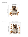 Vinilo decorativo Halloween de perro fantasma, calabaza y hojas con dimensiones - Estilo Pastor Alemán Calabaza (14Z33-A91) / 30x30cm