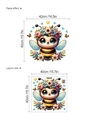 Sticker mural abeille dessin animé avec couronne de fleurs et papillons pour chambre - Petite Abeille Mignonne (D53)