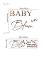 Brown BABY in Bloom self-adhesive wall decal for baby shower and nursery decor - Baby In Bloom (13P39-B89) / 30x90cm