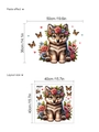 Variante de sticker mural loup mignon avec fleurs et dimensions de l'effet de pose - Husky Couronne de Fleurs (D56)