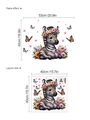 Sticker mural zèbre dessin animé avec fleurs roses et papillons colorés décor chambre enfant - Zèbre Couronne de Fleurs (D57)
