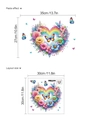 Regenboog vlinder bloemen hart muursticker variant met afmetingen van 30x30cm layout - Hartvorm Bloem Vlinder Stijl (13P33-B69)