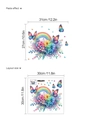Regenboog en vlinder muurstickerset met plakeffect en een lay-out van 30x30cm - Regenboog Madeliefje Vlinder Stijl (13P33-B70)