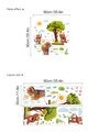 Cartoon Waldtier Wandaufkleber Set mit Bären Bäumen und Sonne Layout Größe 90x90cm - Cartoon Bär Angeln Thema (14Z9-C20)