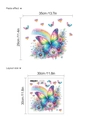 Sticker mural papillon arc-en-ciel et fleurs avec guide de taille et effet de pose - Style Papillon Arc-en-ciel Météore (13P33-B73) / 30x30cm (1 Feuille)