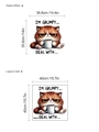 Nors oranje kat muursticker met koffie en tekst 40x40cm zelfklevende PVC decoratie - Boze Kat Drinkt Koffie Stijl (10Y4-D42) / 40x40cm