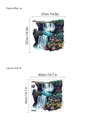 Selbstklebender Wandaufkleber mit Wasserfall und Blumen zeigt Layout und Klebegröße - Wasserfall und Blumen (14Z4-D44)