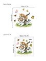 3D Cartoon Katzen Wandtattoo Set mit Maßen für das Layout und den Klebeeffekt - Zwei Sitzende Katzen (14Z44-D96)
