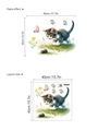 3D-Wandsticker-Set mit Aquarell-Katze, Maus und Schmetterlingen für Wohnzimmer - Spielende Katze Und Maus (14Z44-D97)