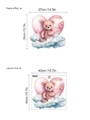 Rosa Teddybär auf blauen Wolken Wandsticker mit Layout- und Klebeeffekt-Abmessungen - Rosa Bär Auf Wolke (14Z4-D63)