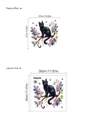 Cartoon black cat and purple butterfly wall sticker for toilet and bathroom decor - Black Cat with Lilac (14Z33-A54)