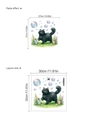 Cartoon fluffy black cat toilet sticker with rainbow bubbles, size 30x30cm layout - Black Cat with Bubbles (14Z33-A55)