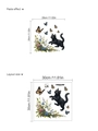 Cartoon black cat and butterflies PVC wall sticker set with 30x30cm layout size - Black Cat with Butterfly Flowers (14Z33-A56)