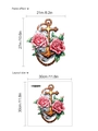 Floral nautical anchor wall sticker with pink roses and rope for home decoration - HMH7-3-29/30*30cm / Pink
