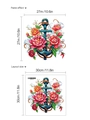 Blumen-Anker-Wandtattoo-Layout für die Heimdekoration mit rosa Pfingstrosen und Seil - Rote Blume Anker (HMH7-3-28) / 30x30cm