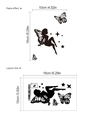 Sticker mural fée papillon noir comprenant le plan de pose et l'effet de décoration - 13p1016-a62/10*16cm*1 Feuille (sans Pochette)