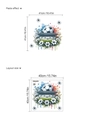 3D Soccer and floral self-adhesive wall sticker with 40x40cm layout size dimensions - White Floral Football Stadium Style (14Z44-B146)