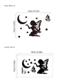 Sticker mural fée papillon en silhouette noire avec lune et étoiles pour décoration - 13 Pages - A72/10*16cm*1 Feuille (sans Pochette)