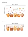 Stickers muraux ours et lapin en orange chaud pour décoration de chambre d'enfant - Ours et Lapin de Dessin Animé (13P39-C30) / 30x90cm