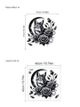 Gothic muursticker met wolf en rozen in realistische schetsstijl en 40x40cm layout - Wolf en Maan Roos Stijl (ZA143)