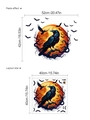Halloween Wandaufkleber mit Krähe auf Totholz, Mond und Fledermäusen Variante - Mondschein Rabe und Fledermäuse Set (PC237)